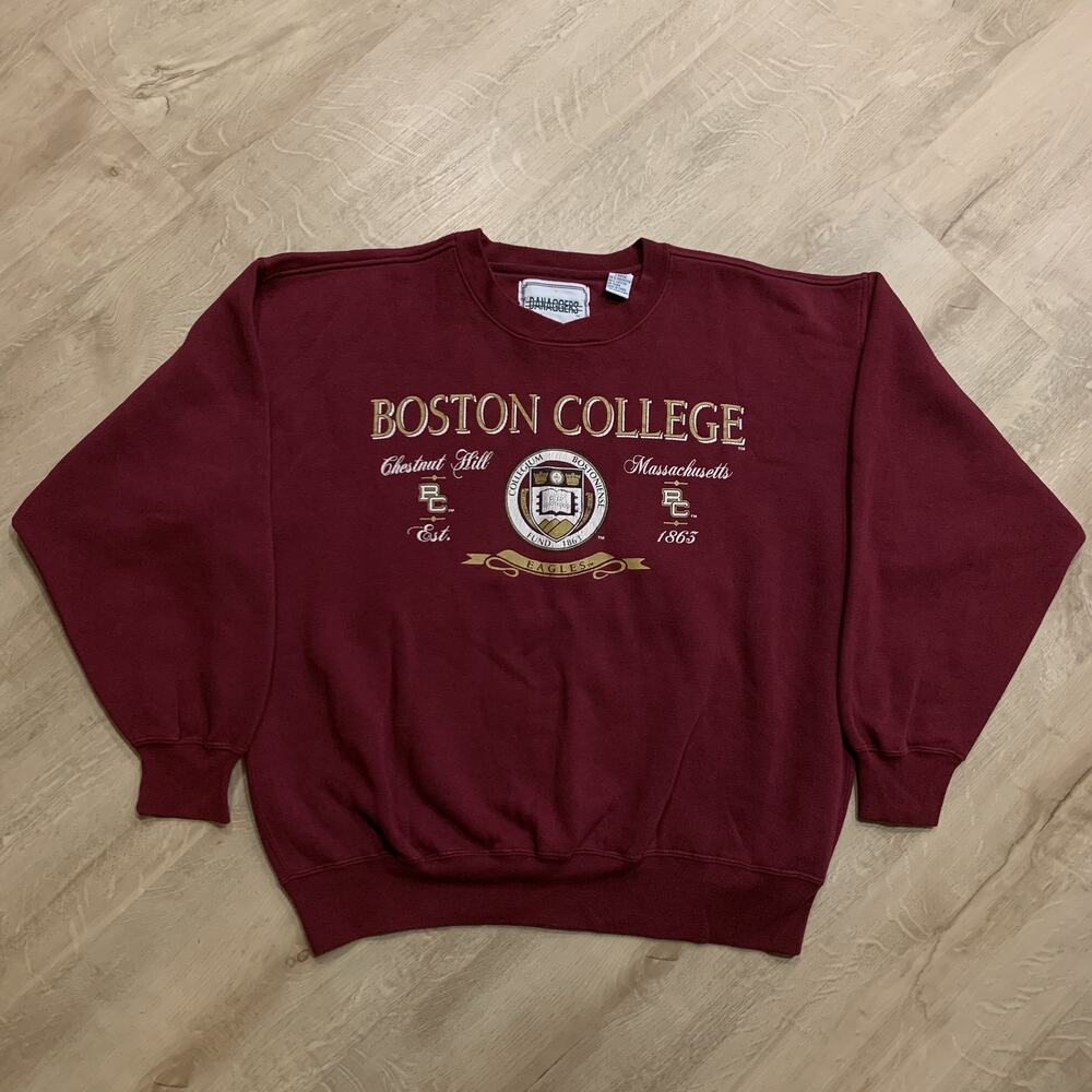 Vintage 90s Danaggers Boston College BC Eagles Sweatshirt Men's Large L Burgundy